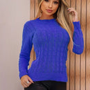 Blusa Trico Modal Manga Longa Feminino Transado Malha U / ROSA CLARO