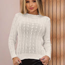 Blusa Trico Modal Manga Longa Feminino Transado Malha U / ROSA CLARO