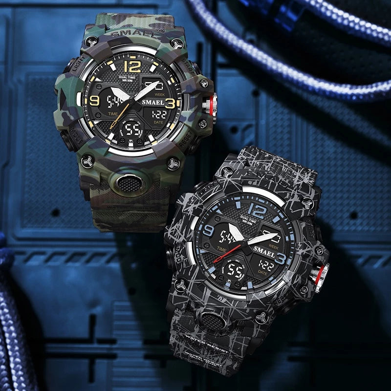SMAEL Original Men's Watch Fashion Waterproof Military Watches Digital Casual Camouflage 8008M