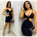 Vestido Curto Canelado Preto Estiloso Roupas Femininas