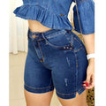 Women's Mid-Thigh Jeans Bermuda 34 to 48 with Seam Lifts the Butt