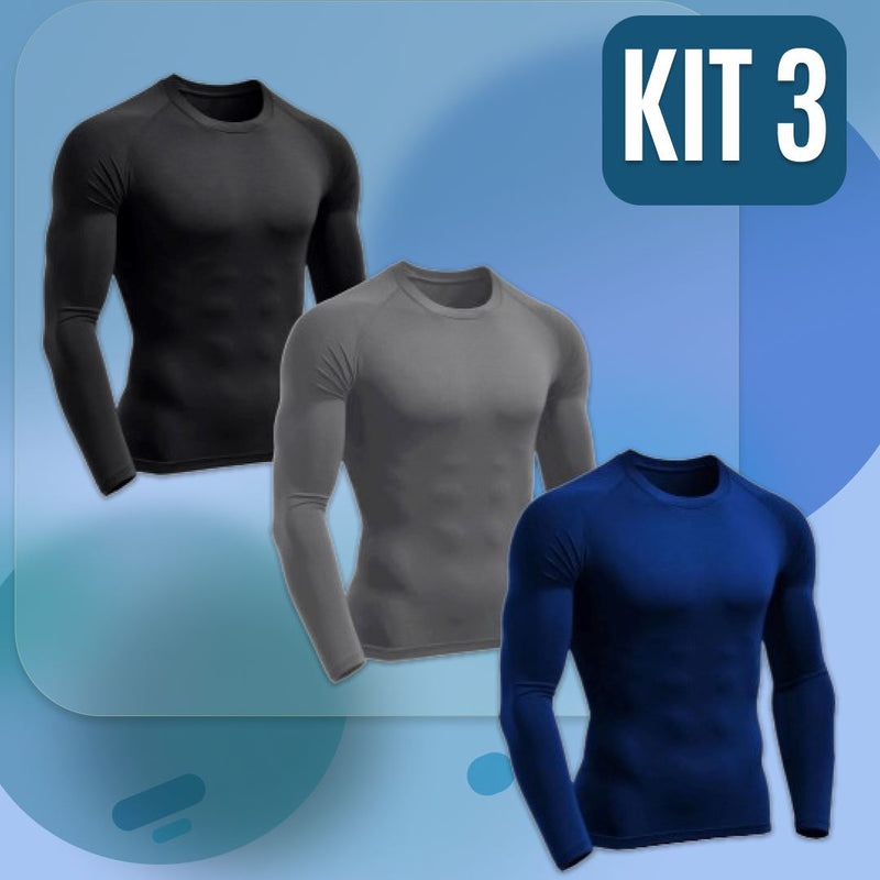 Kit 3 Camisas de Proteção Termica Uv Segunda Pele