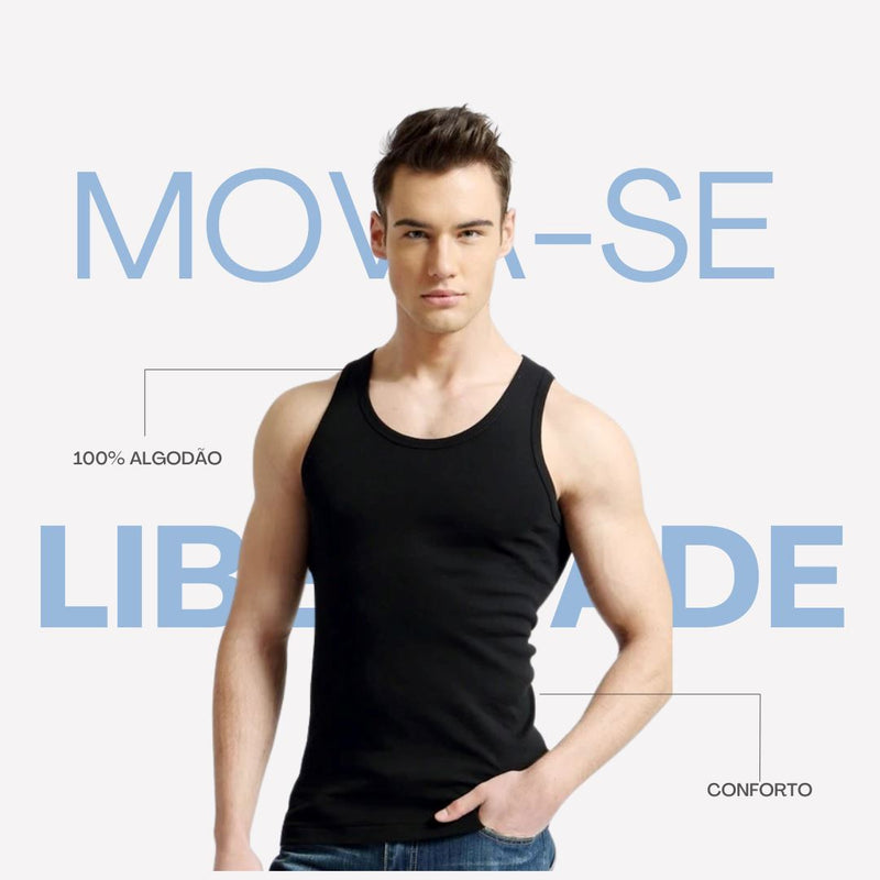 Kit 3 Regatas Masculinas Slim