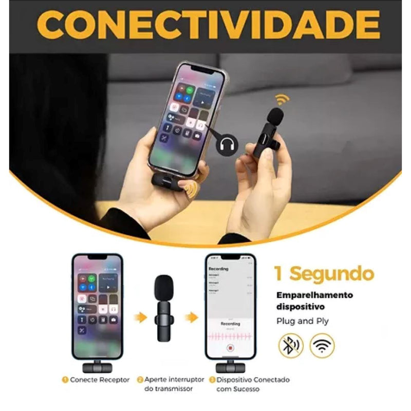 Microfone de lapela sem fio Sonus Pro [PAGUE 1 E LEVE 2]
