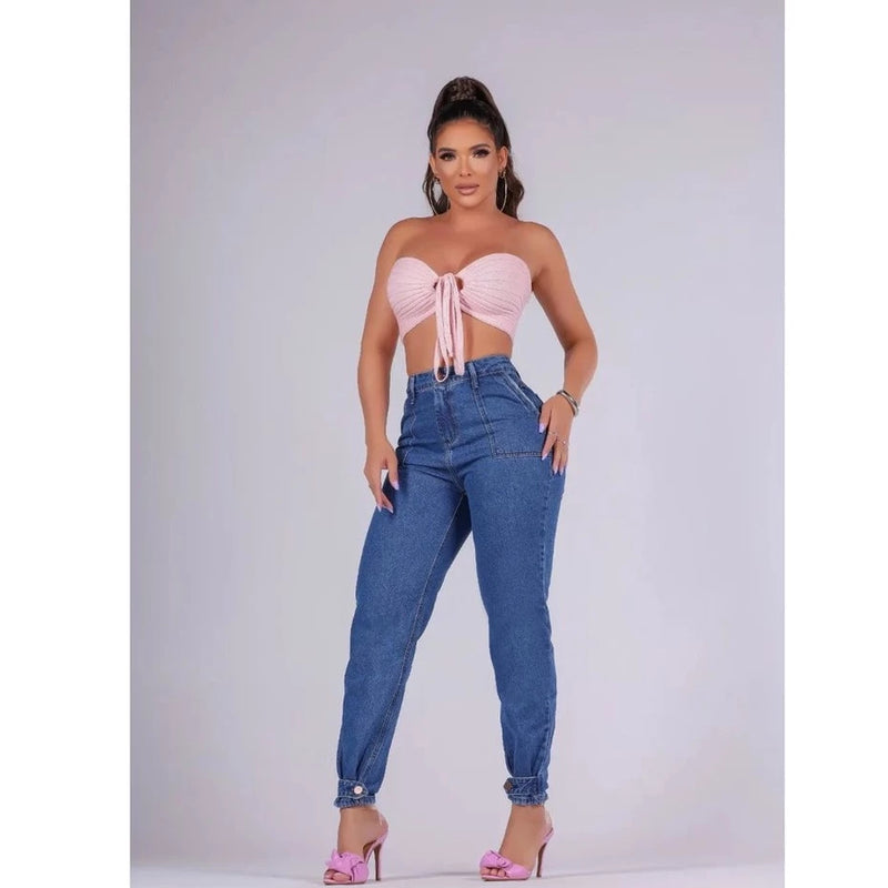 Mom Jeans 34 to 46 with Patched Pocket Hierarchy Jeans