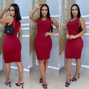 Vestido Colado Malha Canelado Tubinho Midi