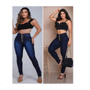 Kit 2 Pieces Women's Skinny High Waist Jeans With Lycra Empina Bumbum
