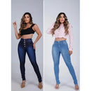 Kit 2 Pieces Women's Skinny High Waist Jeans With Lycra Empina Bumbum
