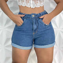 Short Feminino Jeans Cintura Alta Moda Blogueira