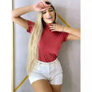 Blusa Feminina Blusinha Manga Curta Canelada Gola Alta P M G