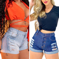 Kit 2 Women's Denim Shorts: Light Wash and High Waist