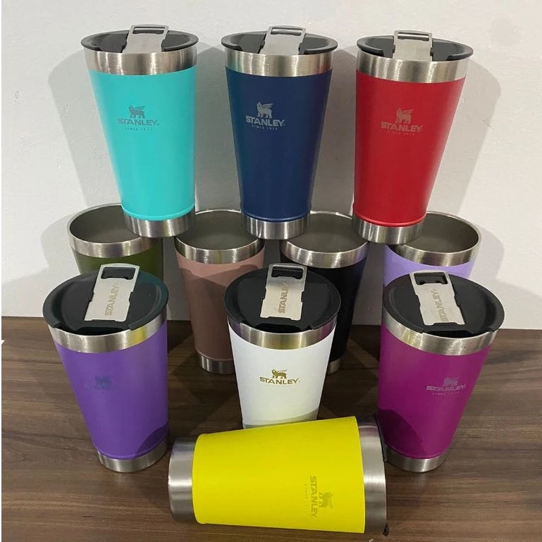 Copo Térmico Inox 473ml Com Tampa Preto e Colorido e Abridor ENVIO 24H