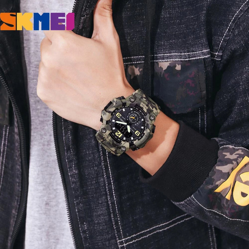 SKMEI 1637 Relógio De Pulso Militar Digital Estilo Vintage PU Band 50m