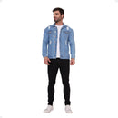 jaqueta jeans masculina clara com detalhes