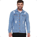 jaqueta jeans masculina clara com detalhes