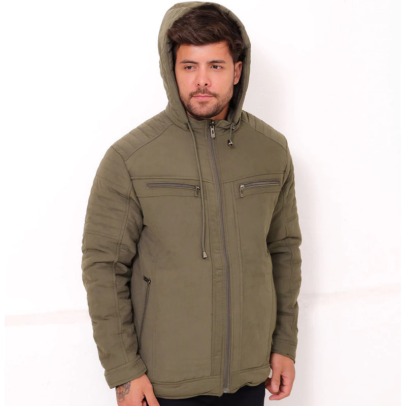 Jaqueta Sarja Masculina Dupla Face com Capuz – Casual | Impermeável | Corta Vento | Inverno