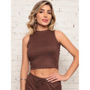 Blusa Feminina Regata Canelada Feminina Gola Alta