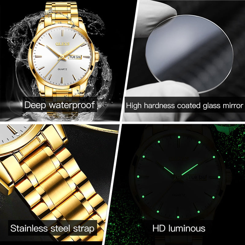 Olevs Men's Golden Automatic Casual Casual Watch