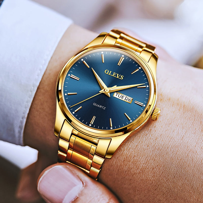 Olevs Men's Golden Automatic Casual Casual Watch