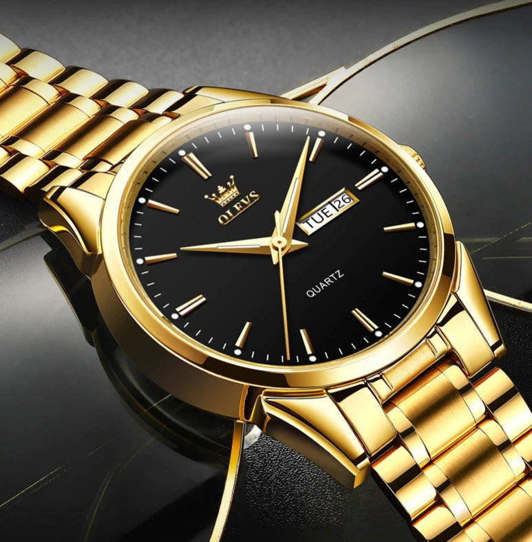 Olevs Men's Golden Automatic Casual Casual Watch