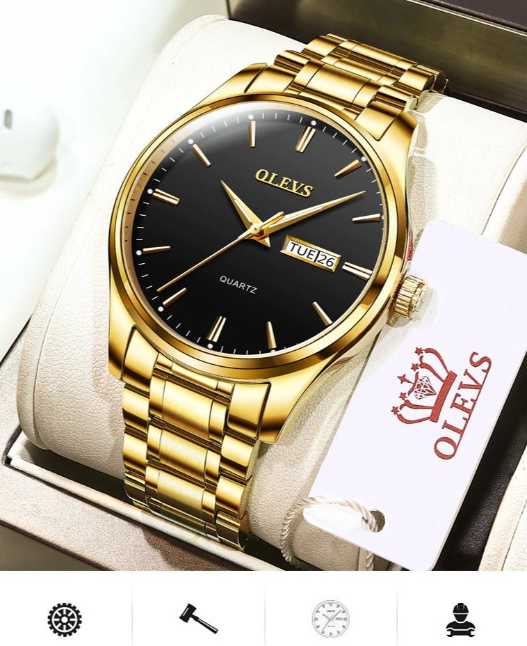 Olevs Men's Golden Automatic Casual Casual Watch
